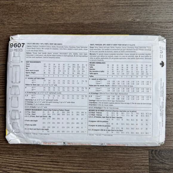 UNCUT Vintage Y2K Sewing Patterns For Dummies 9607 XXS-XS Pants Short Skort Top - Picture 2 of 2